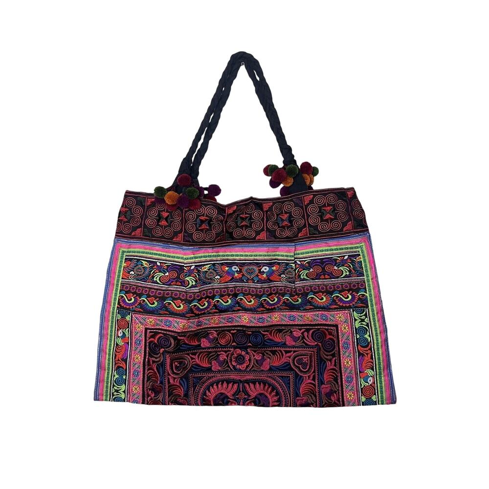 Boho Embroidered Tapestry Large Tote Bag Multicolor